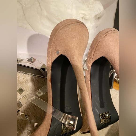 Missguided peace love studded clear pink blush sandals heels - Picture 5 of 6